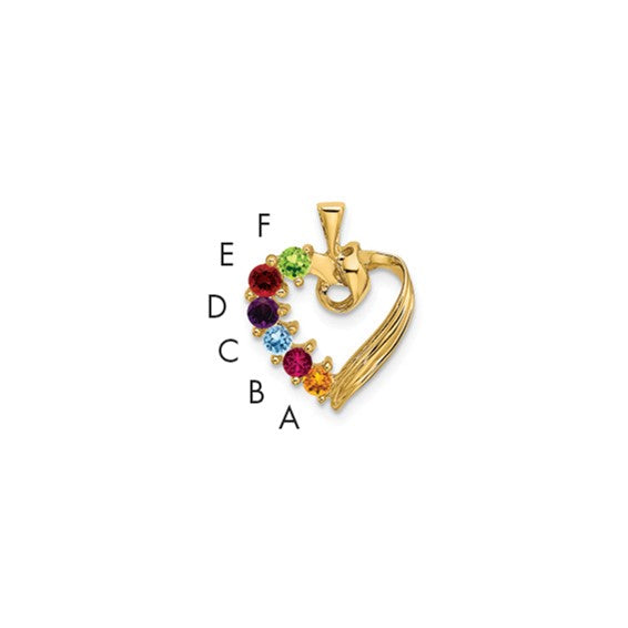 14kt Yellow Gold 6 Genuine Stone Family Pendant