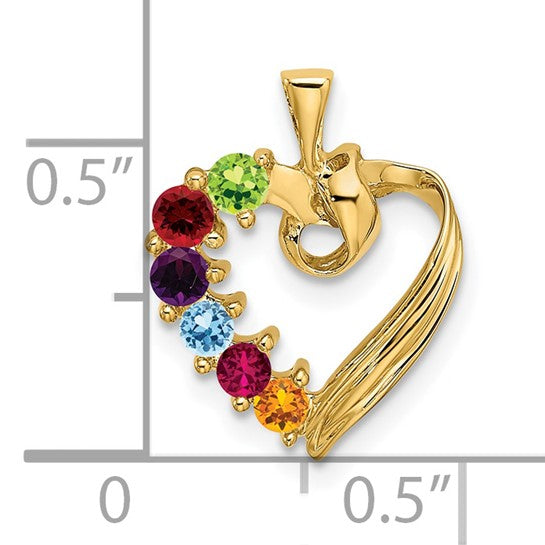 14kt Yellow Gold 6 Genuine Stone Family Pendant