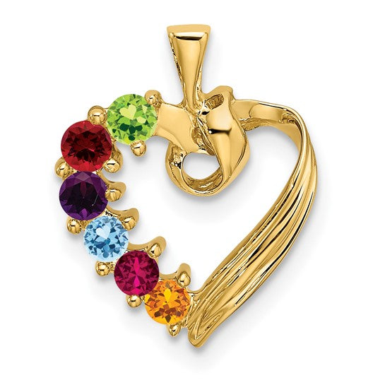 14kt Yellow Gold 6 Genuine Stone Family Pendant