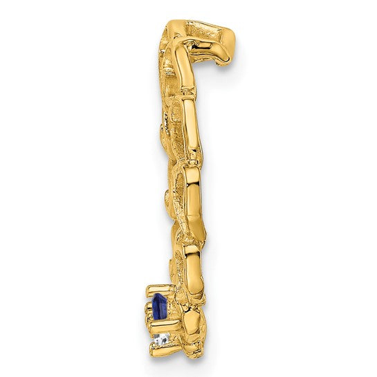 14kt Yellow Gold 2 Synthetic Stone Family Pendant