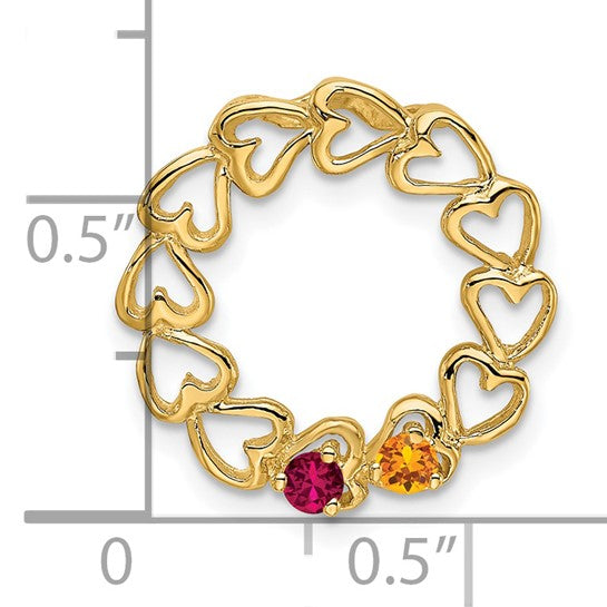 14kt Yellow Gold 2 Synthetic Stone Family Pendant