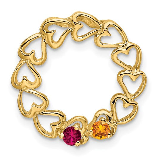 14kt Yellow Gold 2 Synthetic Stone Family Pendant