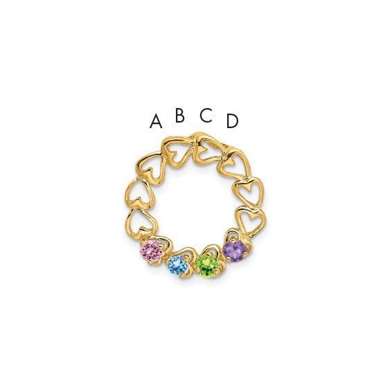 14kt Yellow Gold 4 Synthetic Stone Family Pendant