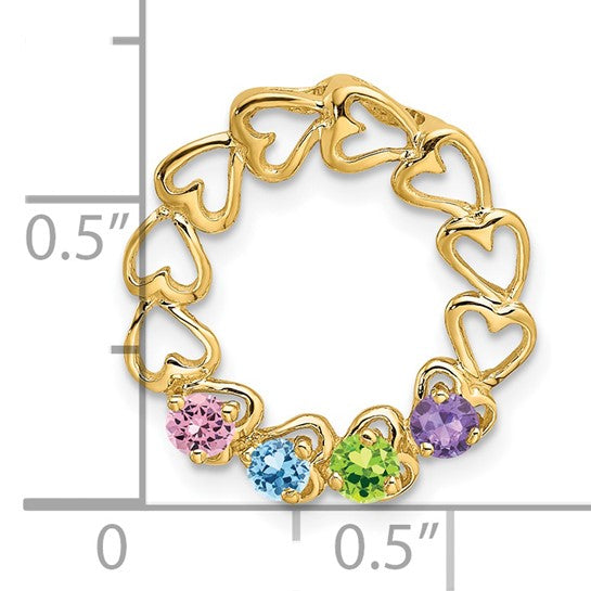 14kt Yellow Gold 4 Synthetic Stone Family Pendant