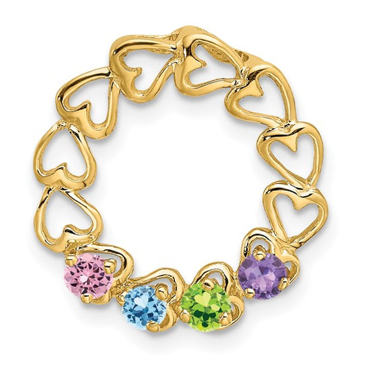 14kt Yellow Gold 4 Synthetic Stone Family Pendant