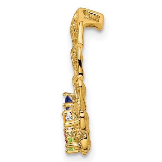 14kt Yellow Gold 5 Genuine Stone Family Pendant
