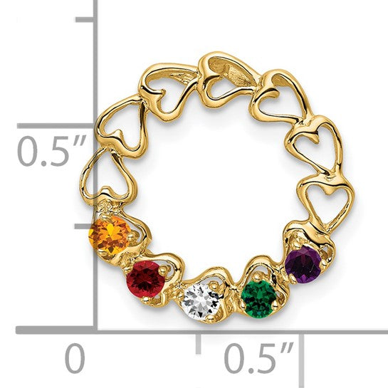 14kt Yellow Gold 5 Genuine Stone Family Pendant