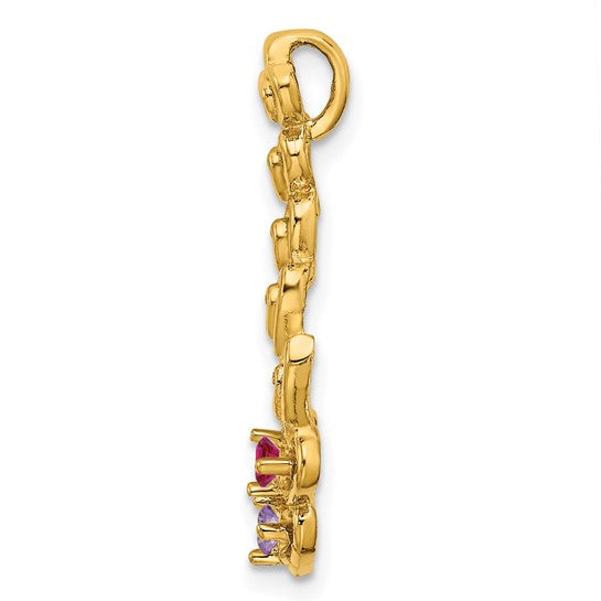 14kt Yellow Gold 2 Synthetic Stone Family Pendant