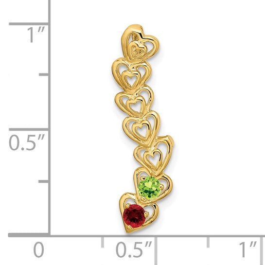 14kt Yellow Gold 2 Synthetic Stone Family Pendant