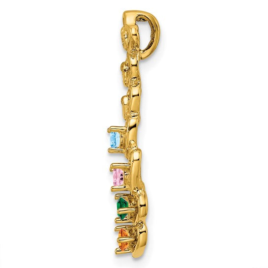 14kt Yellow Gold 4 Genuine Stone Family Pendant