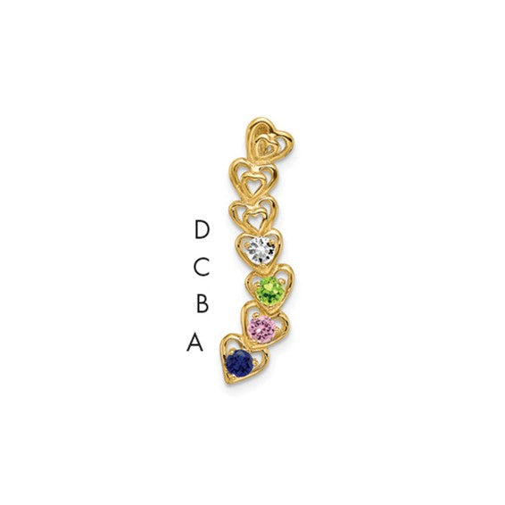 14kt Yellow Gold 4 Genuine Stone Family Pendant