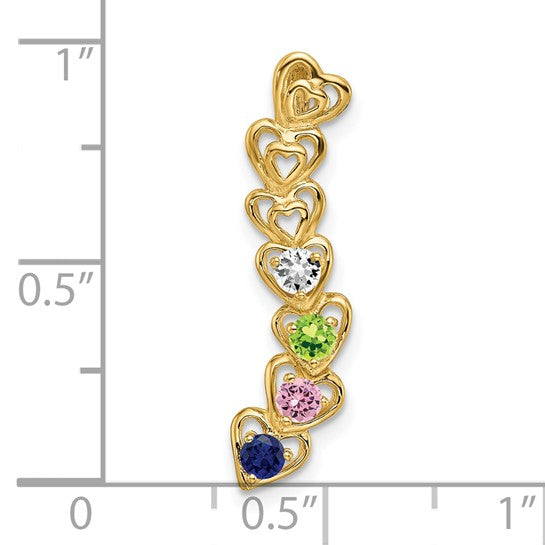 14kt Yellow Gold 4 Genuine Stone Family Pendant