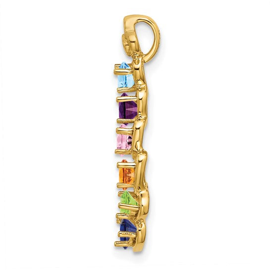 14kt Yellow Gold 6 Synthetic Stone Family Pendant
