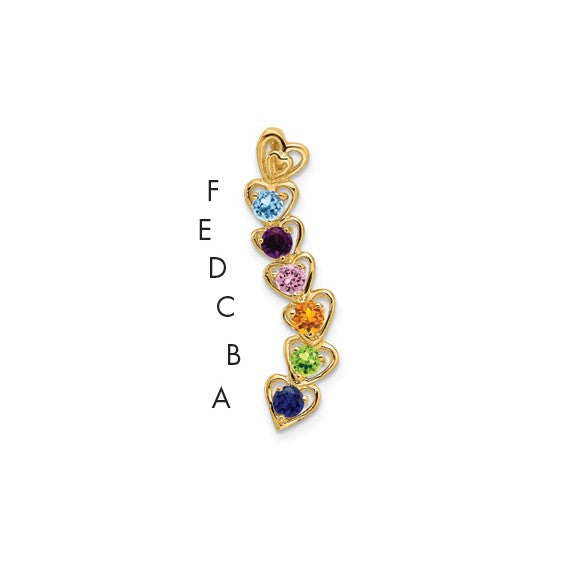 14kt Yellow Gold 6 Synthetic Stone Family Pendant