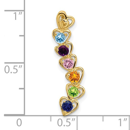 14kt Yellow Gold 6 Synthetic Stone Family Pendant