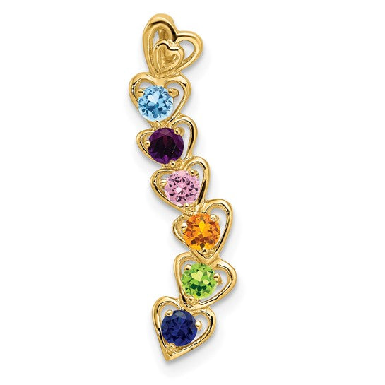 14kt Yellow Gold 6 Synthetic Stone Family Pendant