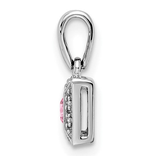 14KT White Gold Family Jewelry Synthetic Stone & Diamond Set Pendant