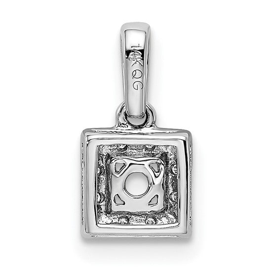 14KT White Gold Family Jewelry Synthetic Stone & Diamond Set Pendant