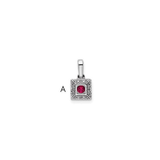 14KT White Gold Family Jewelry Genuine Stone & Diamond Set Pendant