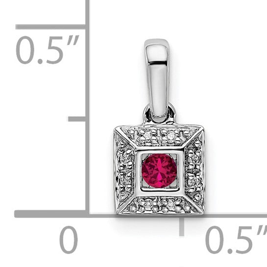 14KT White Gold Family Jewelry Synthetic Stone & Diamond Set Pendant