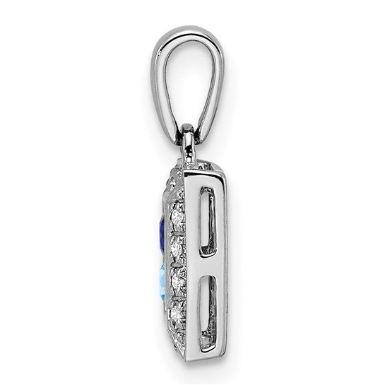14kt White Gold Family Jewelry Genuine Stone & Diamond Set Pendant