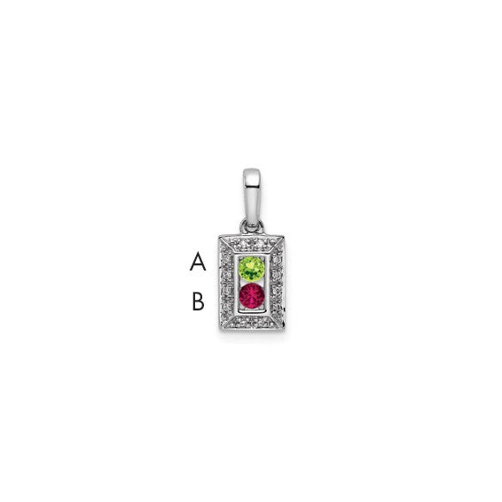 14kt White Gold Family Jewelry Genuine Stone & Diamond Set Pendant