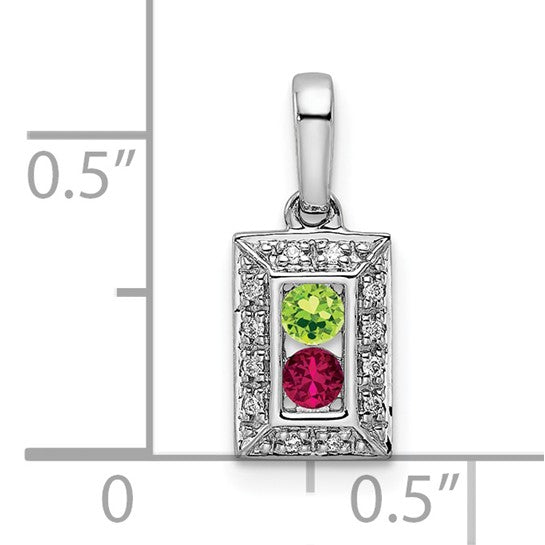 14kt White Gold Family Jewelry Genuine Stone & Diamond Set Pendant
