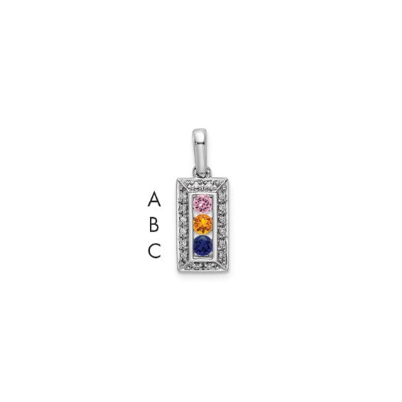 14kt White Gold Family Jewelry Genuine Stone & Diamond Set Pendant