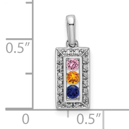 14kt White Gold Family Jewelry Genuine Stone & Diamond Set Pendant