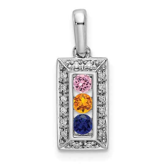 14kt White Gold Family Jewelry Genuine Stone & Diamond Set Pendant