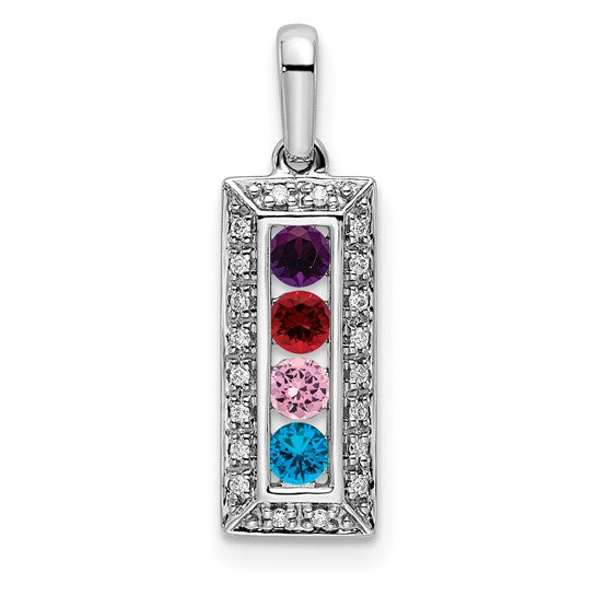 14KT White Gold Family Jewelry Genuine Stone & Diamond Set Pendant