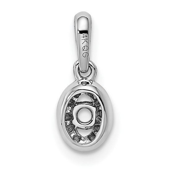 14KT White Gold Family Jewelry Genuine Stone & Diamond Set Pendant