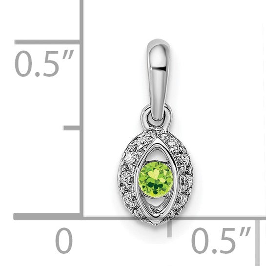 14KT White Gold Family Jewelry Genuine Stone & Diamond Set Pendant