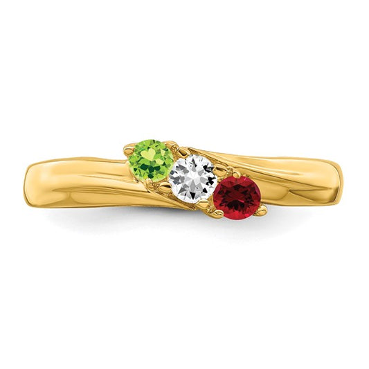 14kt Yellow Gold Genuine 3 Stone Mother's Ring