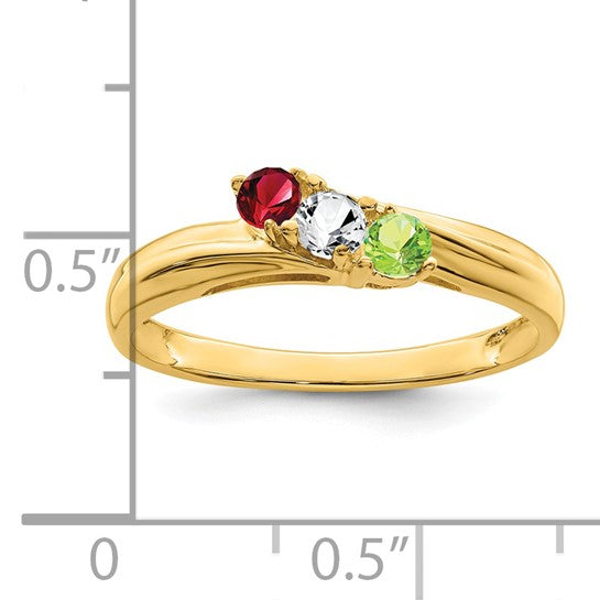 14kt Yellow Gold Genuine 3 Stone Mother's Ring