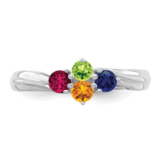 14kt White Gold 3mm Synthetic Family Jewelry Ring