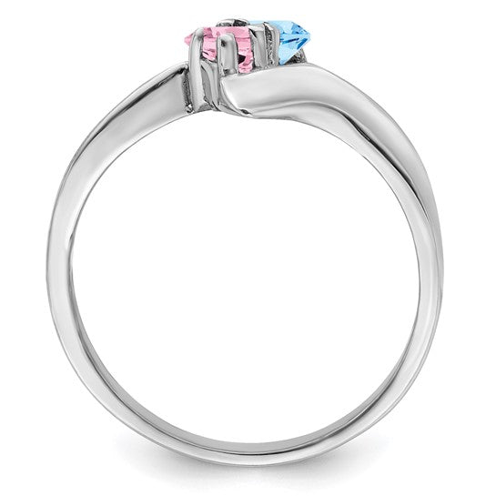 14kt White Gold Genuine 2 Stone Mother's Ring