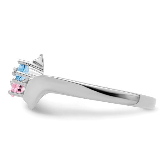 14kt White Gold Genuine 2 Stone Mother's Ring
