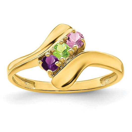 14kt Yellow Gold Genuine 3 Stone Mother's Ring