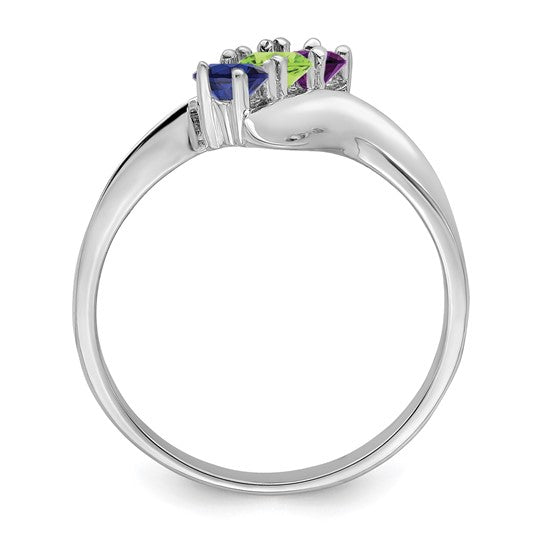 14kt White Gold Genuine 3 Stone Mother's Ring