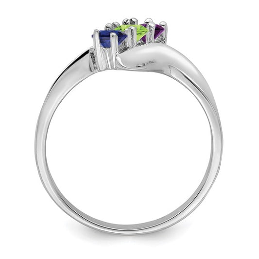 14kt White Gold Genuine 3 Stone Mother's Ring