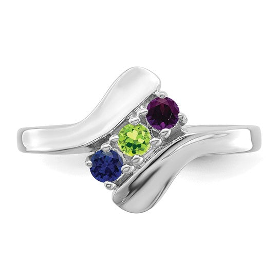 14kt White Gold Genuine 3 Stone Mother's Ring