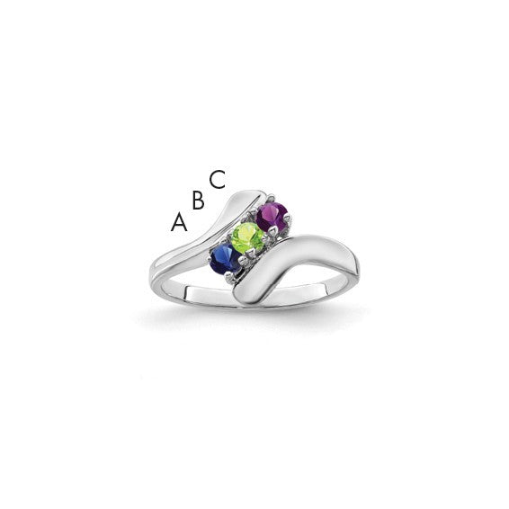 14kt White Gold Genuine 3 Stone Mother's Ring