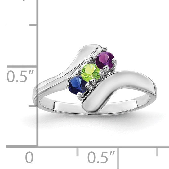 14kt White Gold Genuine 3 Stone Mother's Ring