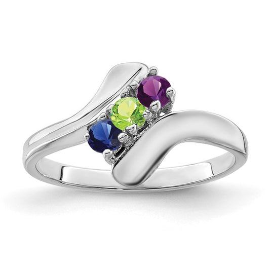 14kt White Gold Genuine 3 Stone Mother's Ring