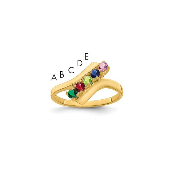 14kt Yellow Gold Genuine 5 Stone Mother's Ring