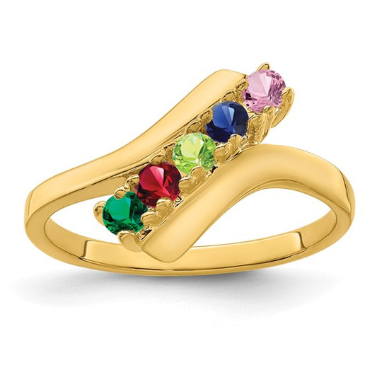 14kt Yellow Gold Genuine 5 Stone Mother's Ring