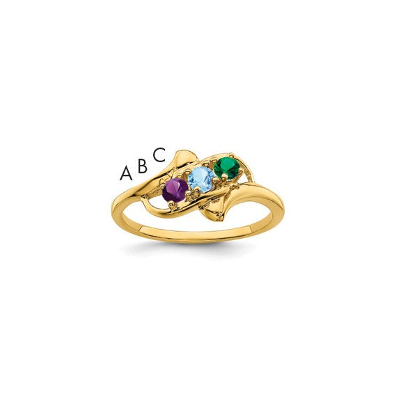 14kt Yellow Gold Genuine 3 Stone Mother's Ring