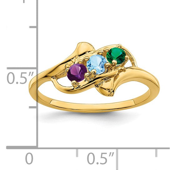 14kt Yellow Gold Genuine 3 Stone Mother's Ring