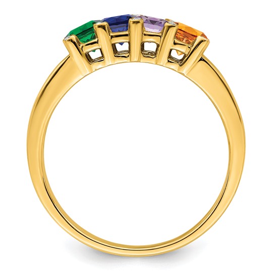 14KT Yellow Gold Family Jewelry Genuine Stone & Diamond Set Ring